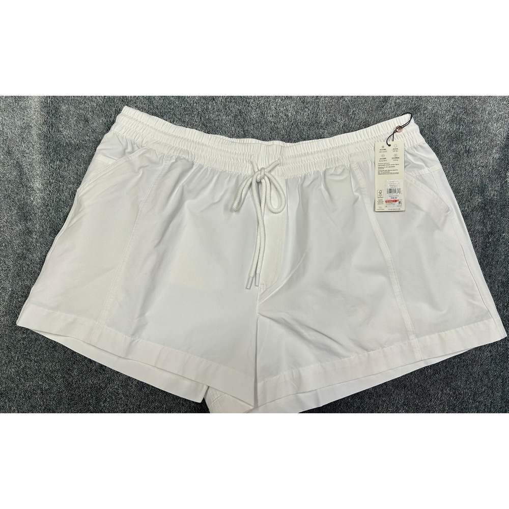 CALIA Women's High Waisted Swim Utility Board Short Color Pure White Size 2XL